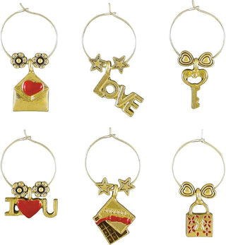 be my valentine wine charms, set of 6