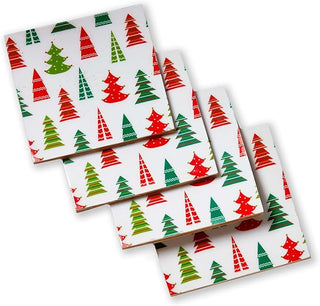 cheerful tree coasters - set of 4