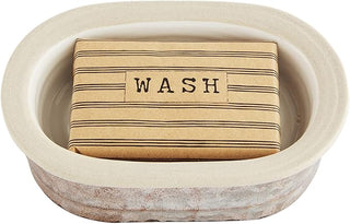 tin and stoneware soap set