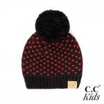 kids heart knit pom beanie - assorted