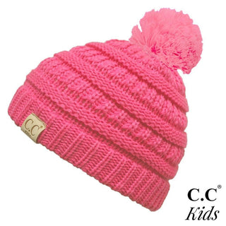 kid's solid knit pom beanie
