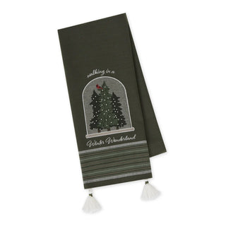 winter snow globe dishtowel