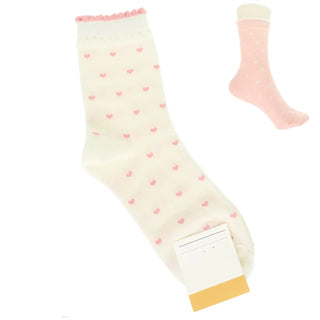 heart theme comfort cotton knit socks - off white