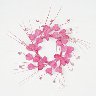14 in wreath - pink glittered hearts