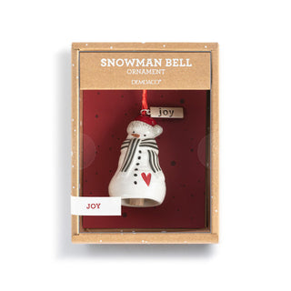 joy snowman red heart mini bell
