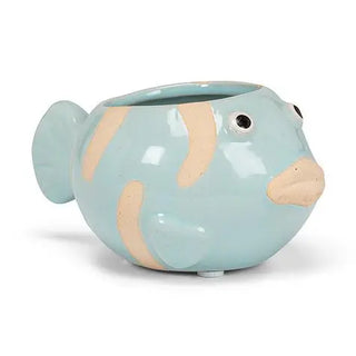 small fish planter - blue