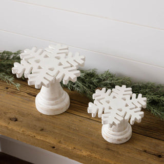 white distressed snowflake risers - assorted