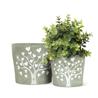 tree of life planter engraved with hearts designs - assorted