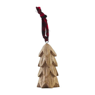 carved wood tree ornament