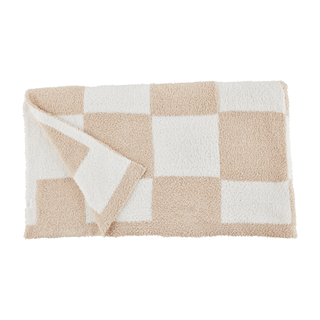 tan chenille check blanket