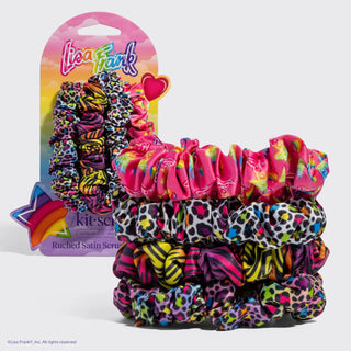 lisa frank & kitsch ruched satin scrunchies - rainbow leopard