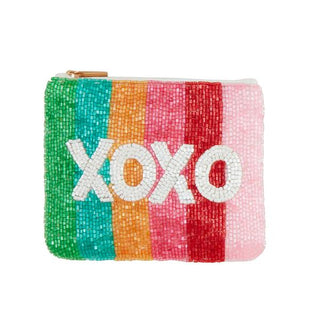 rainbow xoxo beaded pouch