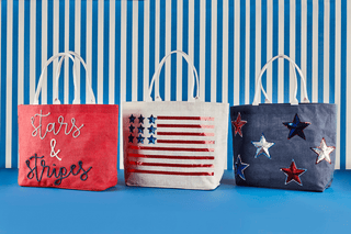 4th of july sparkle tote bags - assorted