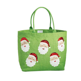 santa holiday sparkle tote