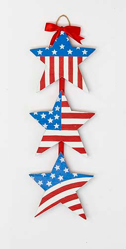 19" hanging wood americana stars
