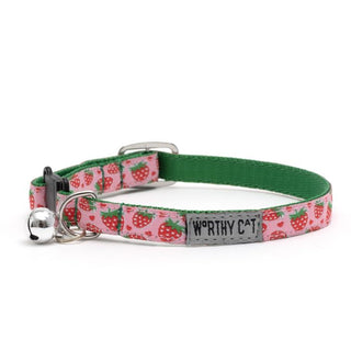 strawberries cat collar - pink