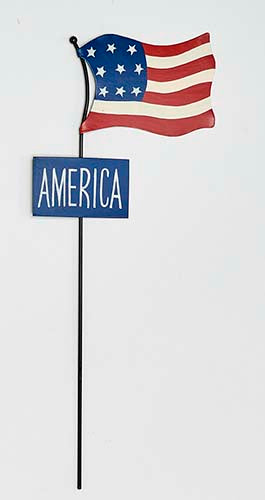 18" metal americana flag stake w/sign