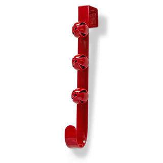 red jingle bell wreath hanger