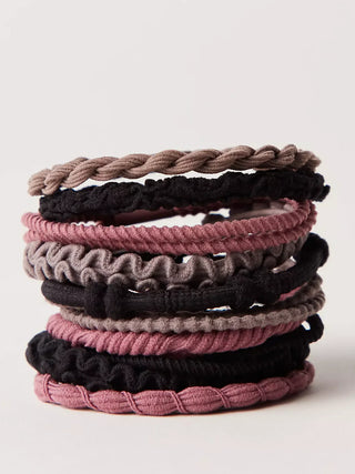 textured hair ties -set of 10