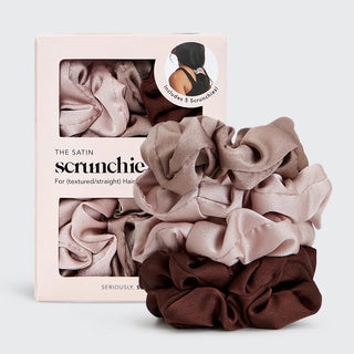 cameo satin sleep scrunchies, 5 pc set
