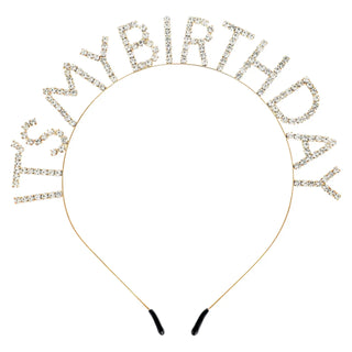 rhinestone 'it's my birthday' text headband