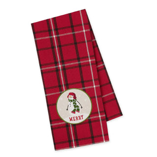 merry snowman embellished dish towel