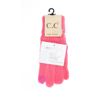 kids solid cable knit smart tip gloves - assorted