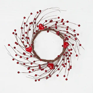 14 in wreath - red hearts and berries