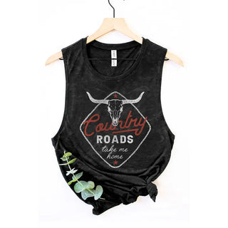 country roads graphic tank top