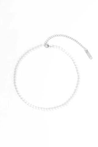 augusta choker 4mm - silver/pearl