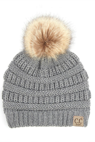 baby fur pom beanie - assorted colors