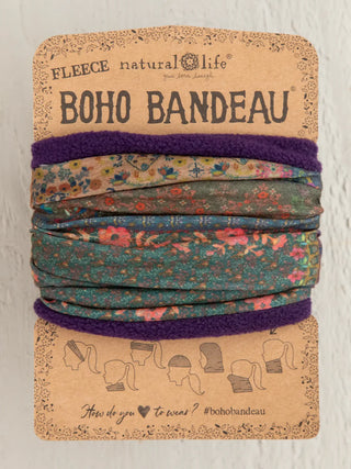 fleece boho bandeau headband - vintage patchwork
