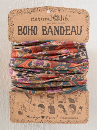 full boho bandeau headband - brown tuscany border