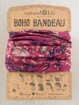full boho bandeau headband - mauve india vines