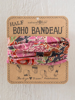 half boho bandeau headband - black sketched paisley