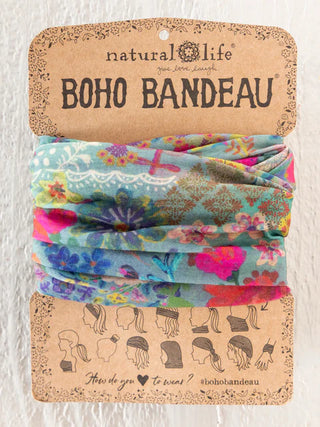 full boho bandeau headband - garden patchwork dusty