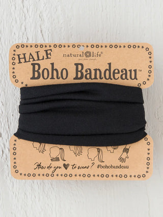half boho bandeau headband - black