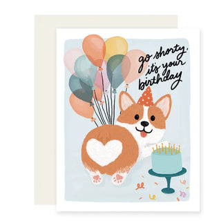 shorti corgi birthday card