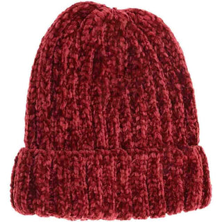 solid ribbed chenille beanie - assorted