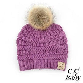 baby fur pom beanie - assorted colors