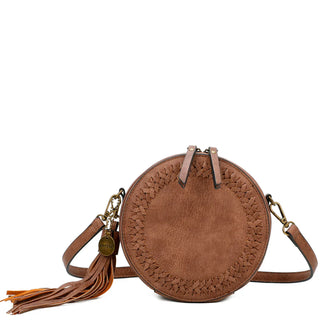 the suzie classic vegan leather woven round crossbody