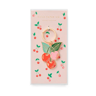 cherries enamel keychain