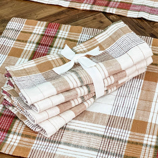 eva slub weave plaid napkins, set of 4