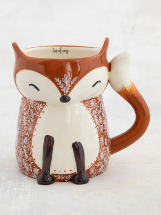 folk art coffee mug- cozy fox