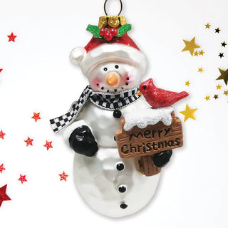 frosty neighborhood snowman glass ornament