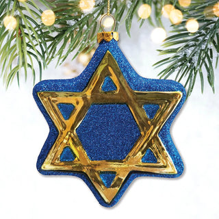 star of david christmas glass ornament