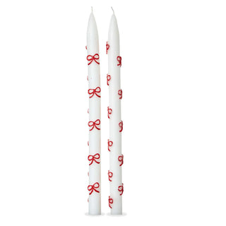 very merry bow hand painted taper, set of 2