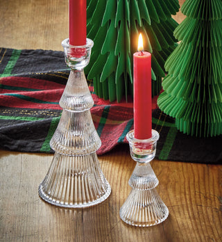 glass ribbed tree tapper holder - assorted