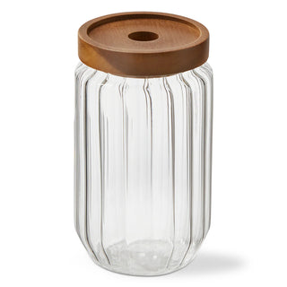ribbed glass canister large