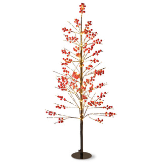 4' red berry led tree